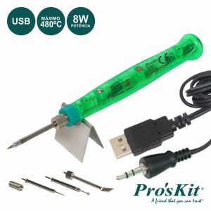 Ferro De Soldar 8W C/ Ligação USB 5v E Acessórios PROSKIT - (SI-169U)